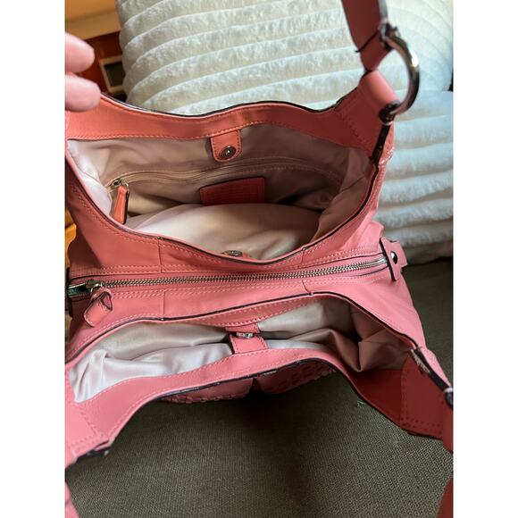 Coach Maggie Madison Woven Leather Hobo 23385 in Salmon Pink - Picture 8 of 11
